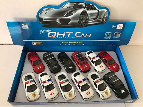 1:32宝马X6，M5，法拉利，悍马，合金回力俄文消防车,2开门（12只装一展示盒,四款各一色混装）