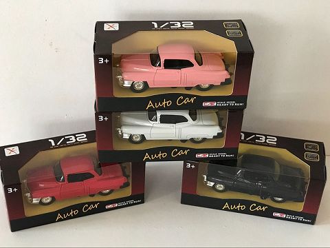 1:32合金回力老爷车跑车,2开门（开窗盒,1款4色混装）