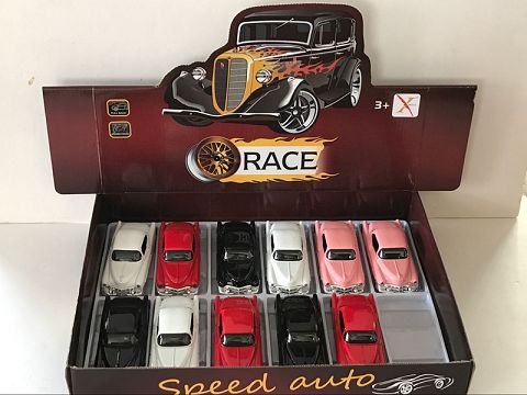 1:32合金回力老爷车跑车,2开门（12只装一展示盒,1款4色混装）