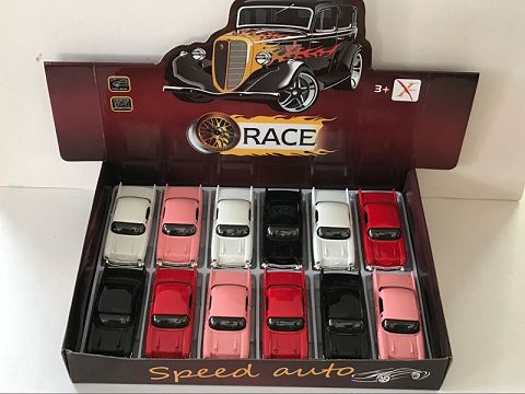 1:32合金回力老爷车跑车,2开门（12只装一展示盒,1款4色混装）