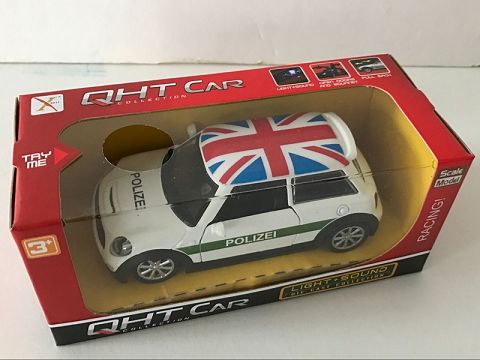 1:32合金回力GT迷你宝马警车,开门，前内灯带声光（开窗盒,1款各1色混装）
