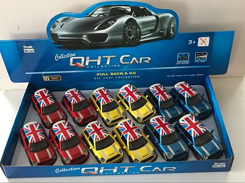 1:32合金回力GT迷你宝马车,开门，（12只装一展示盒,1款3色混装）