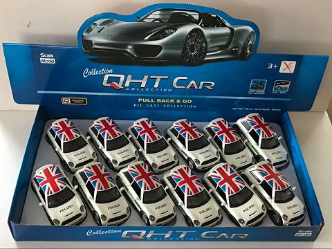 1:32合金回力GT迷你宝马警车,开门，（12只装一展示盒,1款1色混装）