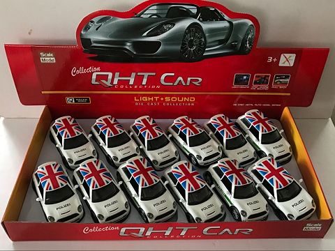 1:32合金回力GT迷你宝马警车,开门，（12只装一展示盒,1款1色混装）