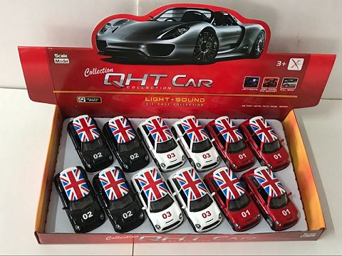 1:32合金回力GT迷你宝马消防车,开门，（12只装一展示盒,1款3色混装）