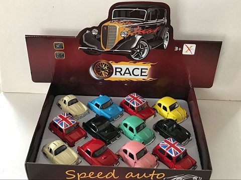 1:32 alloy return Q plate sports car, open the door (12 pieces in a display box, 4 3-color mixed)