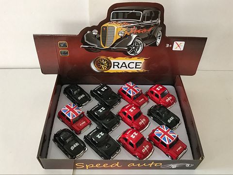 1:32 alloy resilience Q plate police car, open the door (12 PCS in a display box, 4 models in 2 colors)