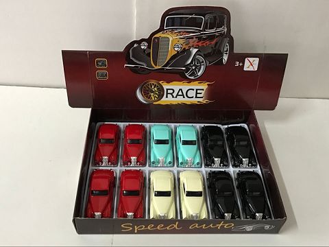 1:32 alloy resilience old car sports car, 2 doors (12 pieces in a display box,1 style in 3 colors)