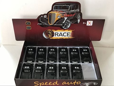 1:32 alloy recovery old car Chevrolet police car, open the door (12 pieces in a display box, 1 style and 1 color mixed)