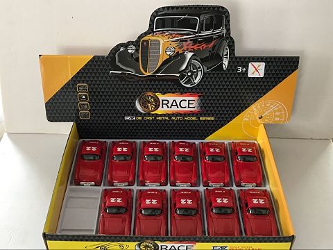 1:32 alloy recoil Chevrolet fire engine, open door, with sound and light (12 pieces in a display box, 1 style and 1 color mixed)
