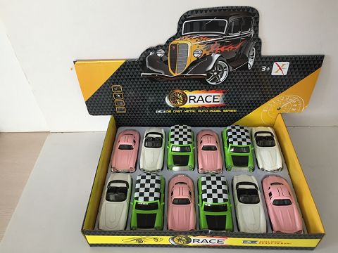 1:32 old cars: Benz, BMW, bean mini alloy recovery police car with sound and light opening door (12 pieces of three-style three-color mixed package in display box)