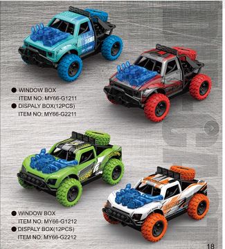 1:36 Alloy boOMERang all-wheel-drive SUV collision projectile head/spare tire press with light music