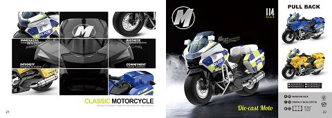 1:14 Alloy back force bmw motorcycle car with lighting music 3-color mixed