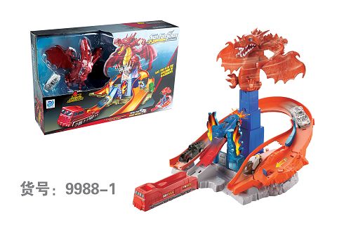 Turn dinosaur track with 1 alloy car