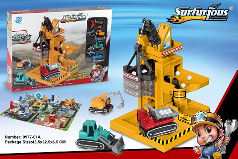 Engineering crane +48PCS jigsaw puzzle with 4 alloy cars