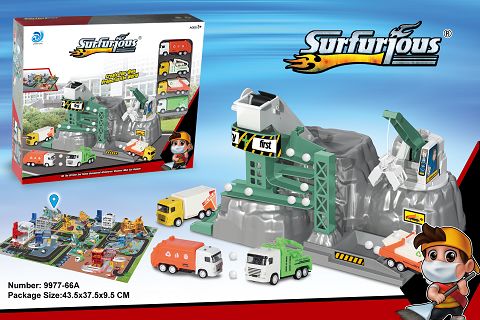 Sanitation construction site +48PCS jigsaw puzzle with 4 alloy cars