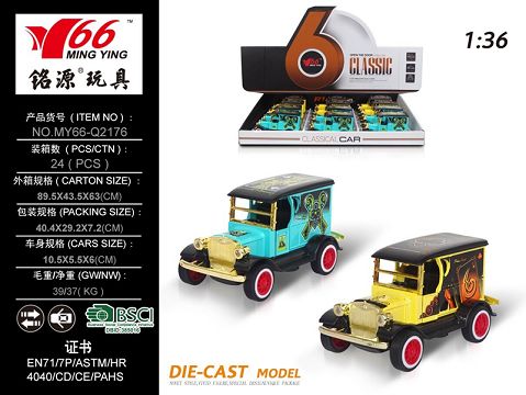 1:36Q Ford Convertible 2 open-back alloy car 1 2 color hybrid