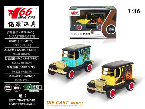 1:36Q Ford Convertible 2 open-back alloy car 1 2 color hybrid