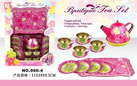 过家家马口铁蝴蝶茶具