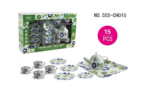 马口铁茶壶：绿色底花