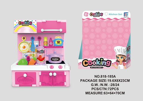 Pink solid color mini kitchen, kitchenware combination