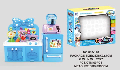 Blue solid color mini kitchen, kitchenware combination