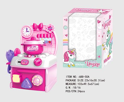 Cartoon powder unicorn educational kitchen, kitchenware combination