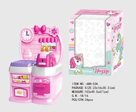 Cartoon powder unicorn educational kitchen, kitchenware combination