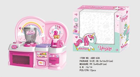 Cartoon powder unicorn educational kitchen, kitchenware combination