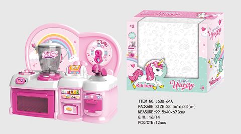 Cartoon powder unicorn educational kitchen, kitchenware combination