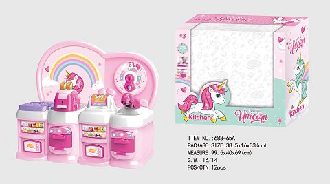 Cartoon powder unicorn educational kitchen, kitchenware combination