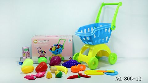 Shopping cart with fruit and vegetables +5 small boxes 20PCS (mixed with two colors)