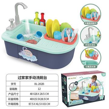 It simulates washing dishes and basins in every kitchen (manual)