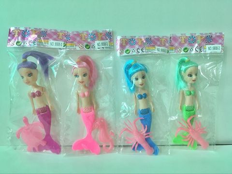 5寸实身美人鱼带海底动物或饰品