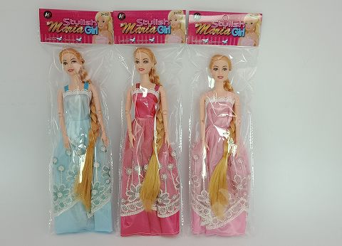 11.5-inch multi-joint long braid doll in 3 colors