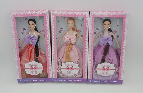 11.5-inch solid body braid barbie + earrings 3 styles