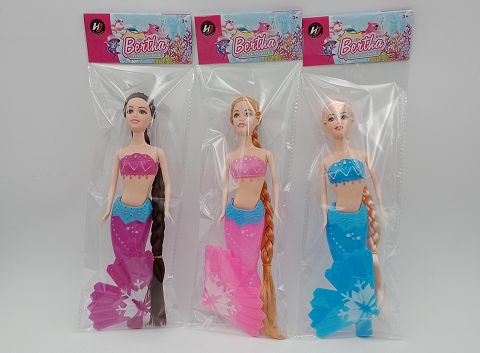 11.5 "long pigtail mermaid 3 colors