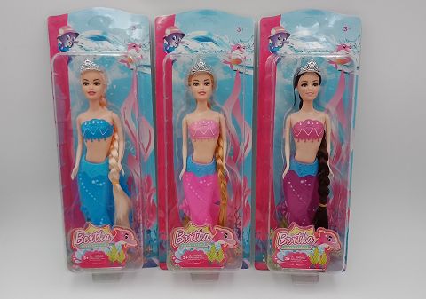 11.5 "long pigtail mermaid 3 colors