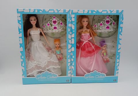 11.5-inch solid body barbie + baby + crown 2 styles