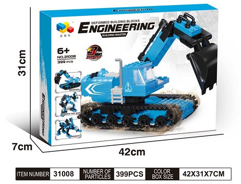 Engineering vehicle battle group three deformation robot, blue