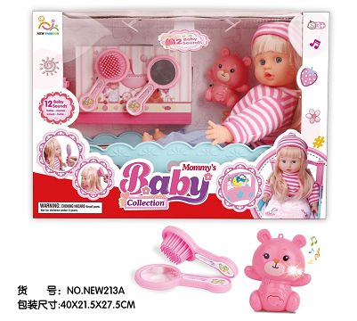 14 "cotton body 12 tone IC(with bed set, comb mirror, flash music cartoon rabbit or bear