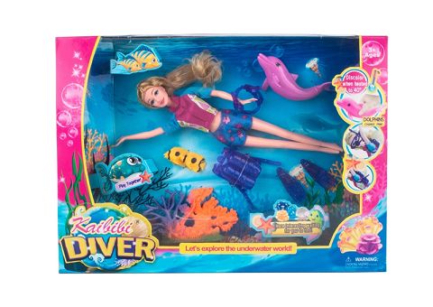 11.5-inch cabbie underwater exploration divers with dolphins can change color