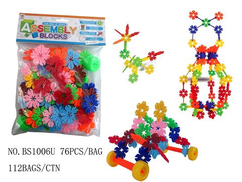 76PCS of snow flakes with 4.4cm axis