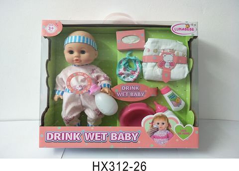 14 inches of water urine doll with accessories with 6 sound IC