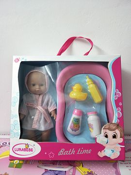 12 inches full enamel doll with bathtub