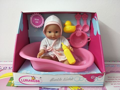 12 inches full enamel doll with bathtub