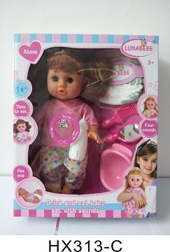 14 inches live eye six sound water urine female baby