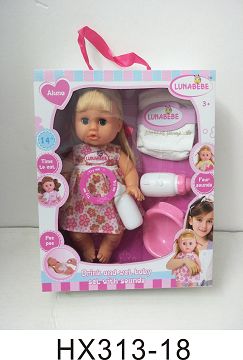 14 inches live eye six sound water urine baby