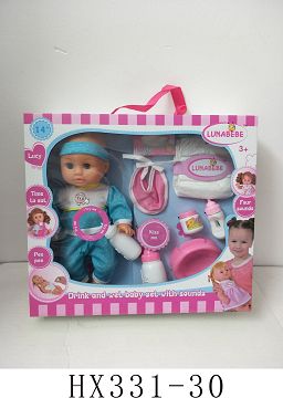 14 inches live eye six sound water urine baby