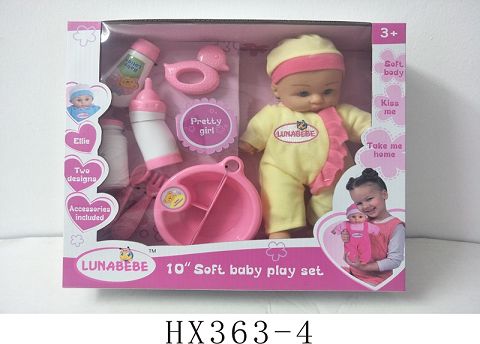 10 "cotton body doll with 7 accessories without IC